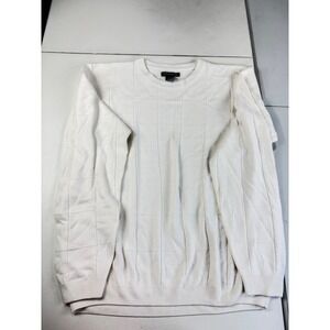 Consensus Menswear XL‎ Cream Cotton Blend Crewneck Sweater Square Pattern